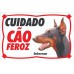 PLACA ADVERTENCIA DOBERMANN