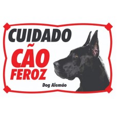 11943 - PLACA ADVERTENCIA DOG ALEMAO NEGRO