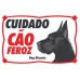 PLACA ADVERTENCIA DOG ALEMAO NEGRO