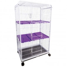 21580 - VIVEIRO FAUNA PET LUXO G BRANCO/LILAS