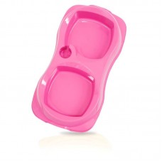 14899 - COMEDOURO DUPLO ZOOPLAST GRANDE ROSA