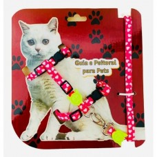 18476 - GUIA E PEITORAL LUXO GATO MACHO P