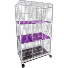 21580 - VIVEIRO FAUNA PET LUXO G BRANCO/LILAS