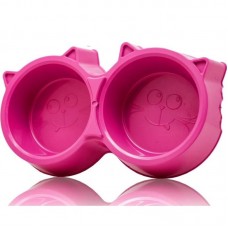 17523 - COMEDOURO DUPLO GATOS  ROSA