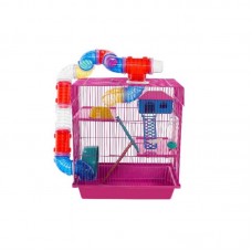 23326 - GAIOLA HAMSTER TUBO 3 ANDARES ROSA