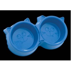 17521 - COMEDOURO DUPLO GATOS  AZUL