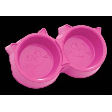 17523 - COMEDOURO DUPLO GATOS  ROSA