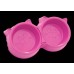 COMEDOURO DUPLO GATOS  ROSA