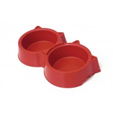17522 - COMEDOURO DUPLO GATOS  VERMELHO