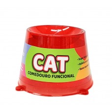 18106 - COMEDOURO ALTO CAT 250 ML VERM. GLITTER